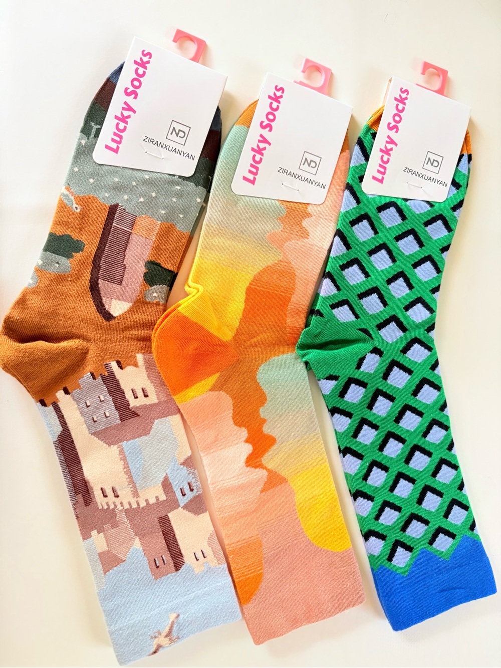 3 Pairs Artistic Crew Socks Bundle NWT Unisex US 6.5–8